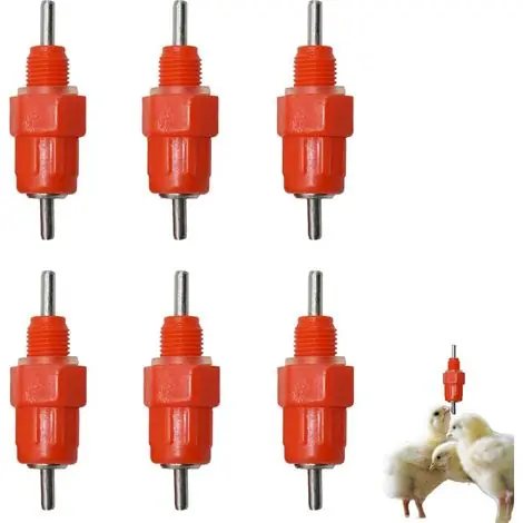 Plus que quelques jours | Rnemitery – Abreuvoir automatique pour poules – Lot de 6 tétines en plastique et acier inoxydable – Facile à nettoyer – 360° d‘accès à l‘eau
