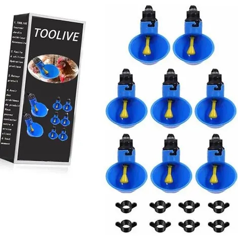 Nouveau au catalogue | 8 pcs,Abreuvoir Poulet Plastique,Abreuvoir Poulet Automatique,Abreuvoir Poules,Abreuvoir Poulet Bleu,Fontaine à Boire La Ferme,Convient Aux Poules,Poussins,Canards,Oiseaux,Volailles Bleue