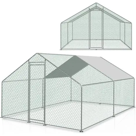 Enclos poulailler grillagé avec porte latérale et toit dôme 9 m² 3x3x2m - Coup de cœur